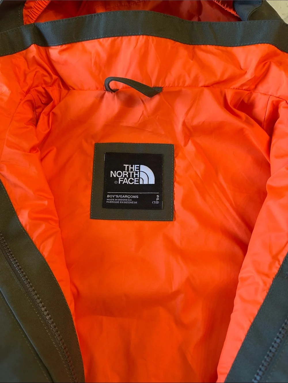 The North Face Olive Green and Orange Kids' GB Shell- Small 7/8